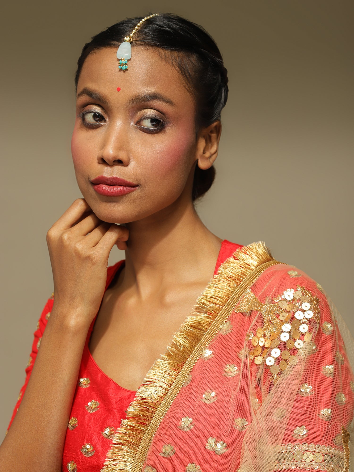 Turquoise Blue Kundan Maang Tikka - Ruby Raang - Distacart