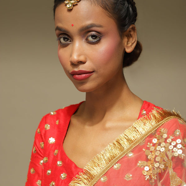 Gold-Plated Kundan Maang Tikka - Ruby Raang - Distacart