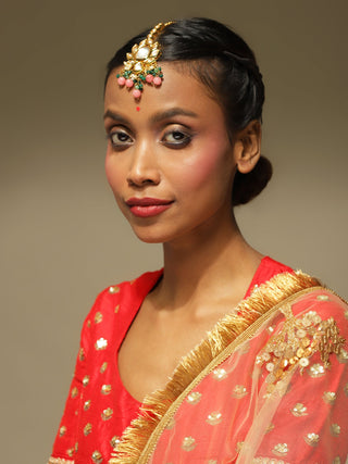 Gold-Toned Kundan Studded Maang Tikka - Ruby Raang - Distacart