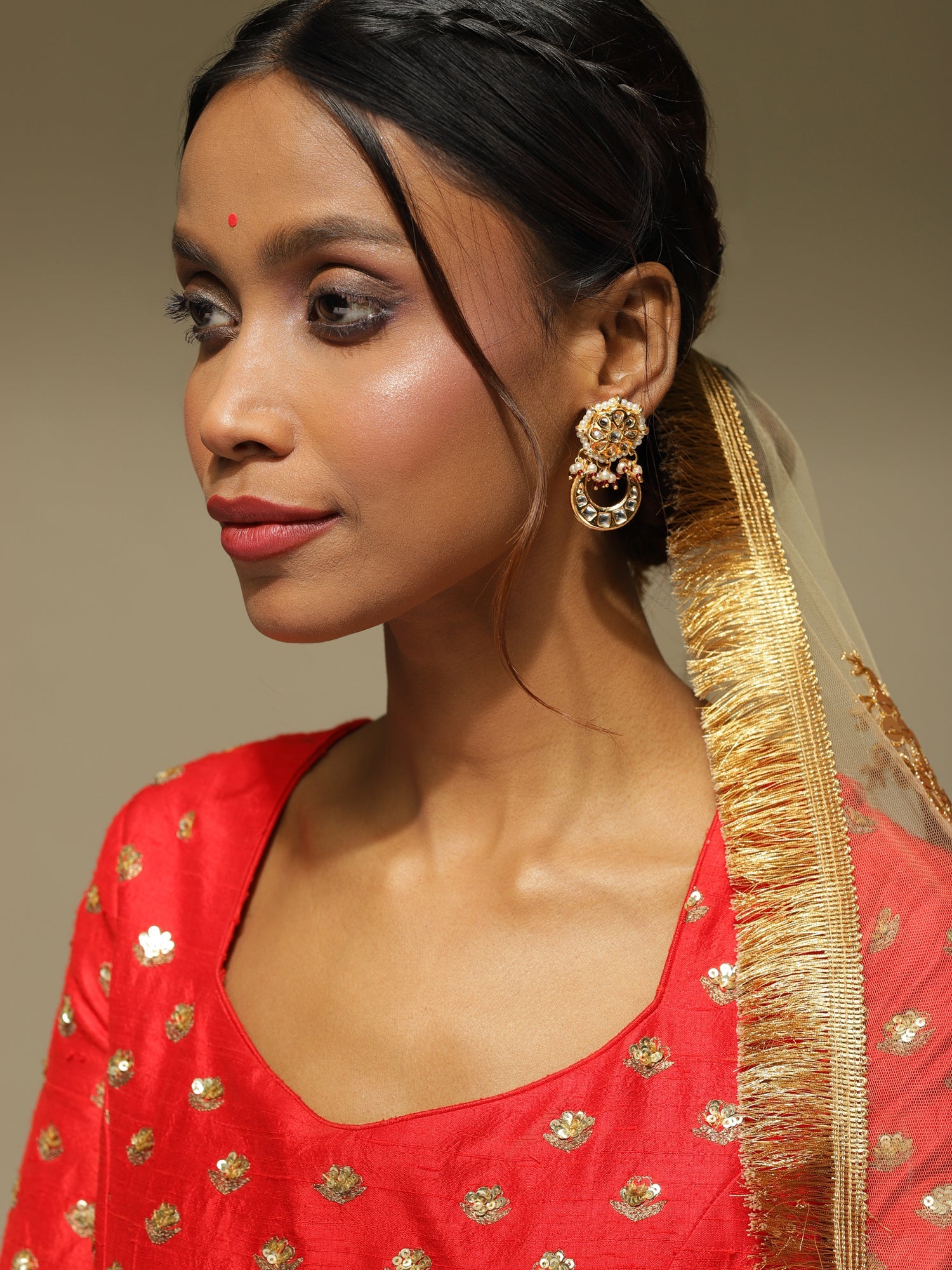 Gold-Toned Contemporary Studs Earrings - Ruby Raang - Distacart