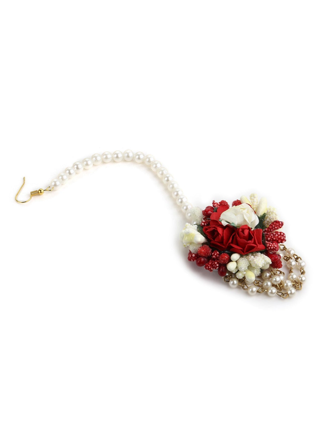 Flower Jewellery Gold-Plated Red Floral Jewellery Set - Ruby Raang - Distacart