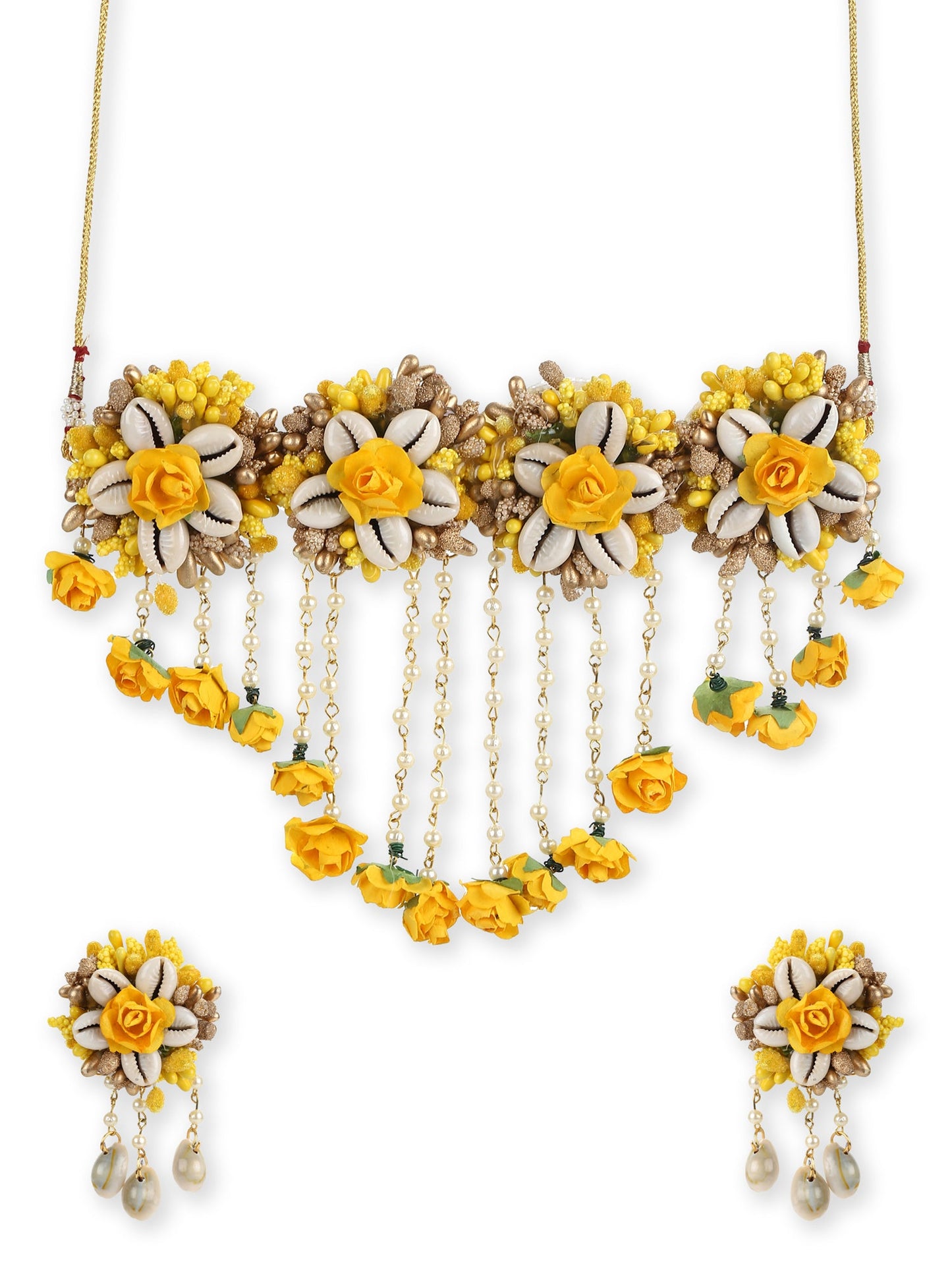 Yellow Gold Plated Jewellery Set - Ruby Raang - Distacart