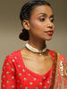 Gold-Plated White Green Brass Kundan Pearls Choker Necklace - Ruby Raang - Distacart