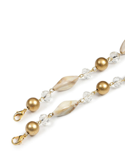 Women's White Embellished Mask Chain - Ruby Raang - Distacart