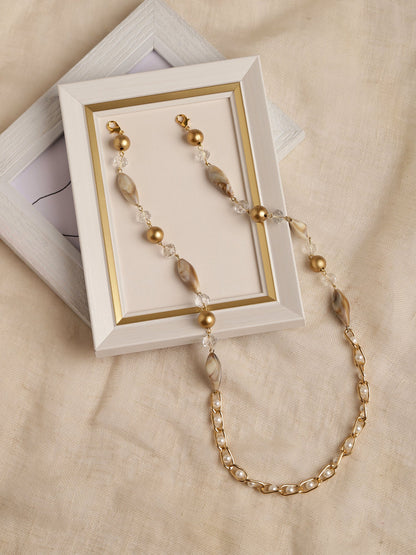 Women's White Embellished Mask Chain - Ruby Raang - Distacart