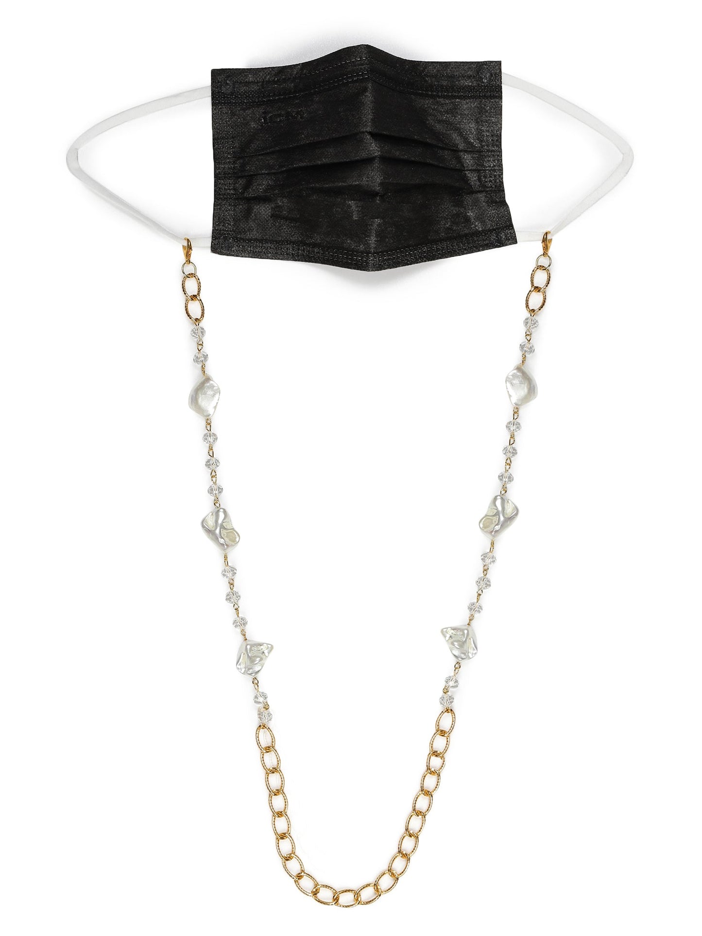 Gold Toned Embellished Mask Chain - Ruby Raang - Distacart