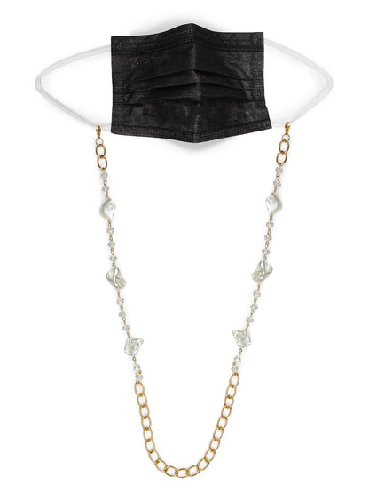 Gold Toned Embellished Mask Chain - Ruby Raang - Distacart