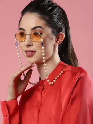 White Embellished Mask Chain - Ruby Raang - Distacart