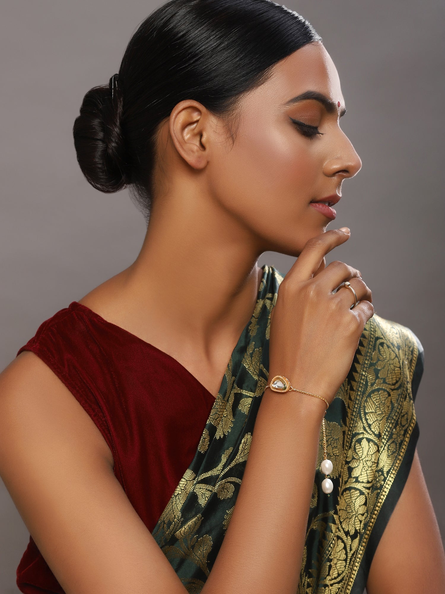 Women's Gold-Toned Brass Gold-Plated Charm Bracelet - Ruby Raang - Distacart