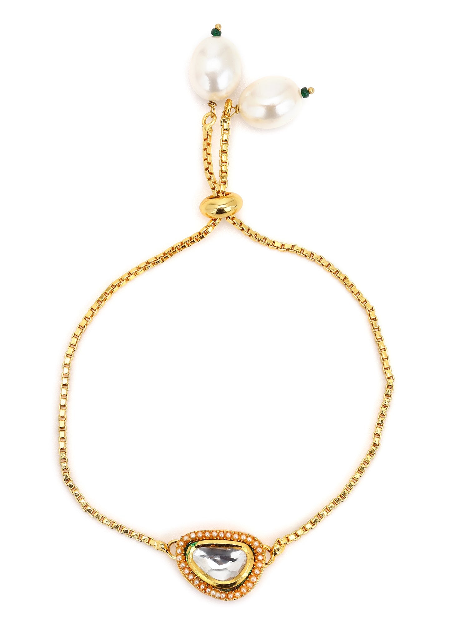 Women's Gold-Toned Brass Gold-Plated Charm Bracelet - Ruby Raang - Distacart