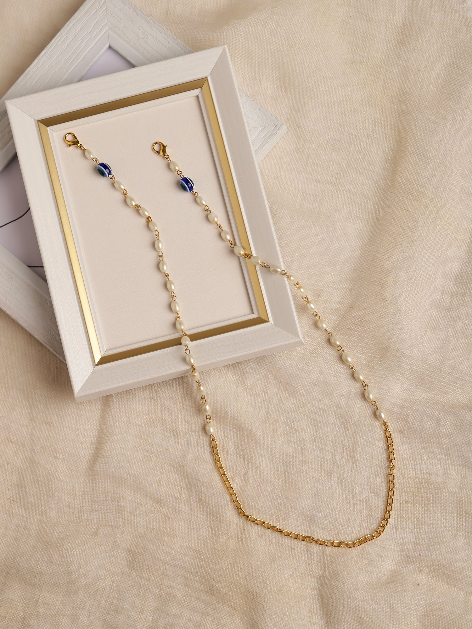 Gold-Toned Embellished Mask Chain - Ruby Raang - Distacart