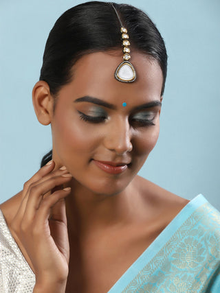 Silver-Plated Kundan Maang Tikka - Ruby Raang - Distacart