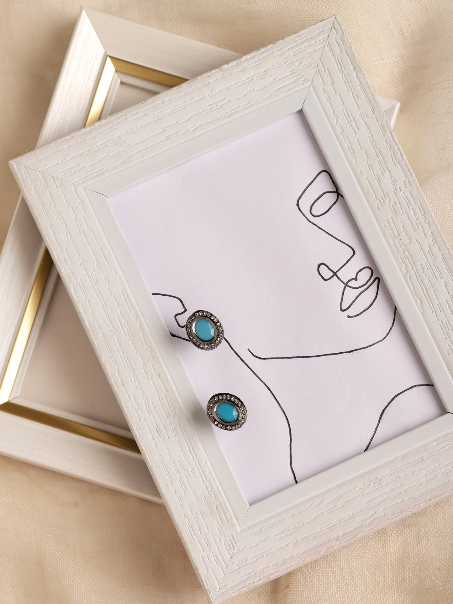 Blue Circular Studs Earrings - Ruby Raang - Distacart