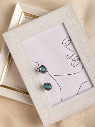 Blue Circular Studs Earrings - Ruby Raang - Distacart
