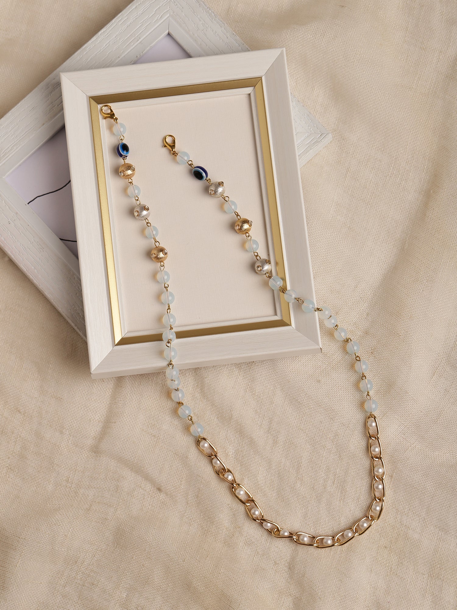 Gold-Plated Beaded Mask Chain - Ruby Raang - Distacart