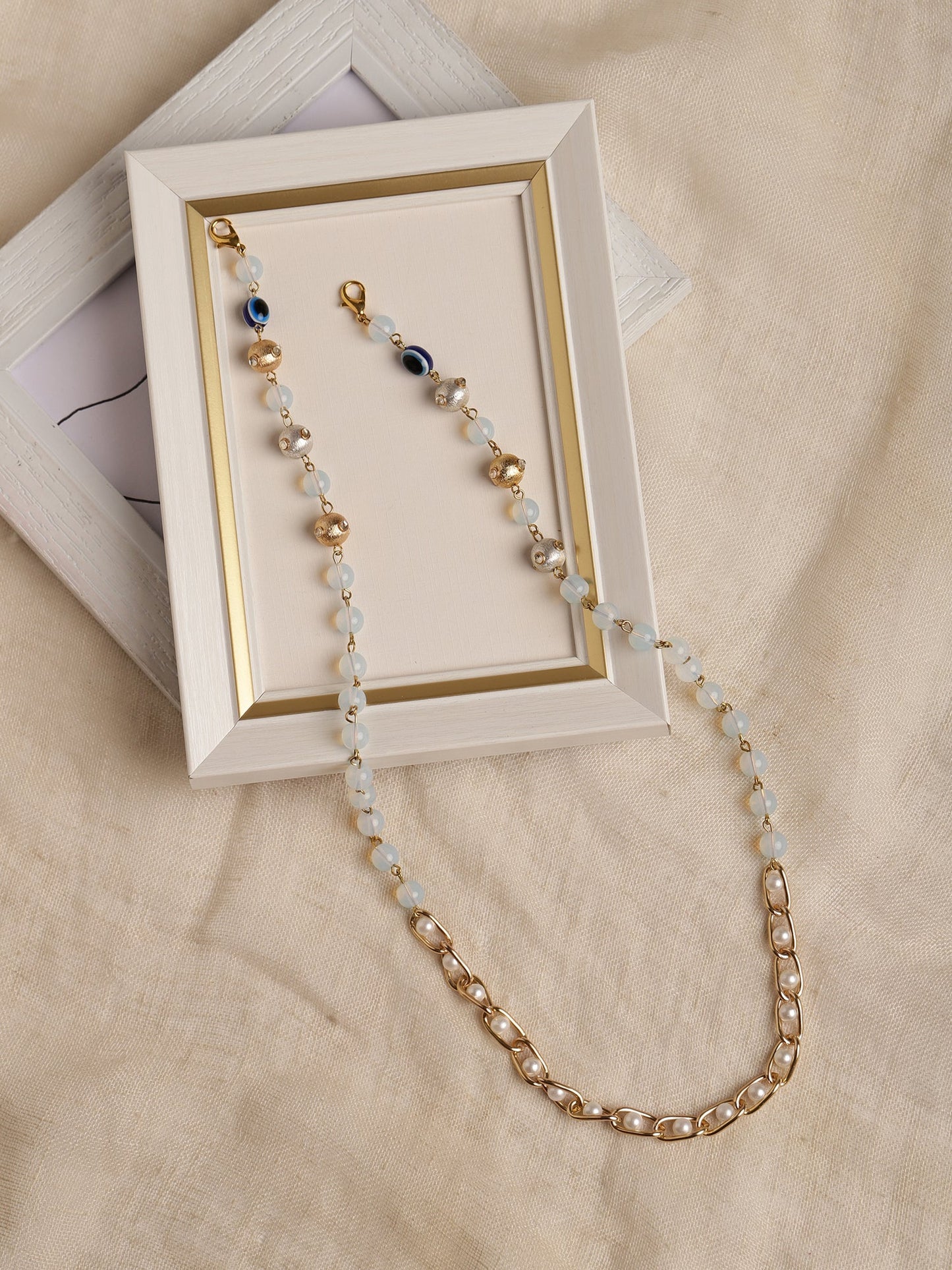 Gold-Plated Beaded Mask Chain - Ruby Raang - Distacart