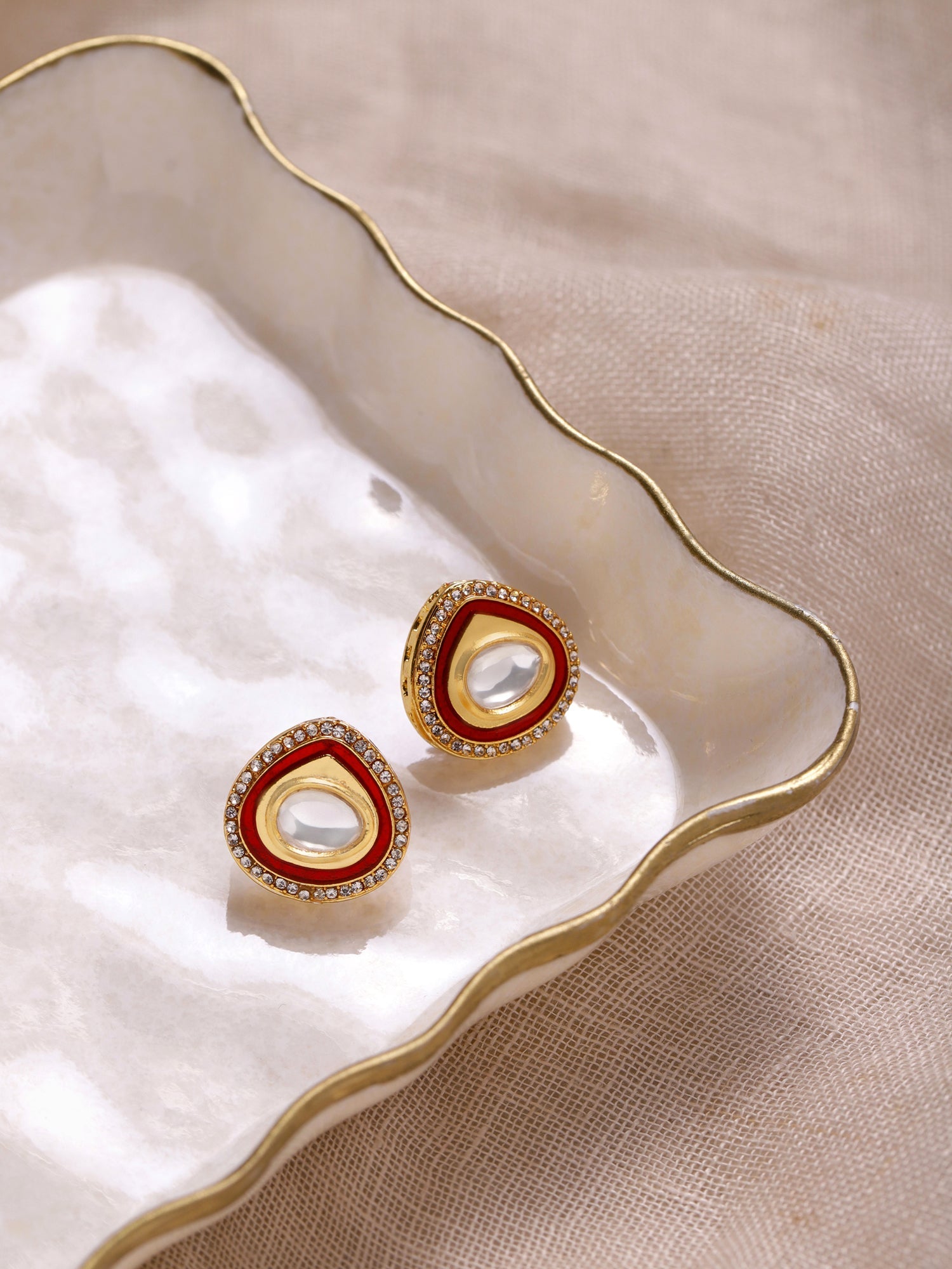 Red Circular Hoop Earrings - Ruby Raang - Distacart