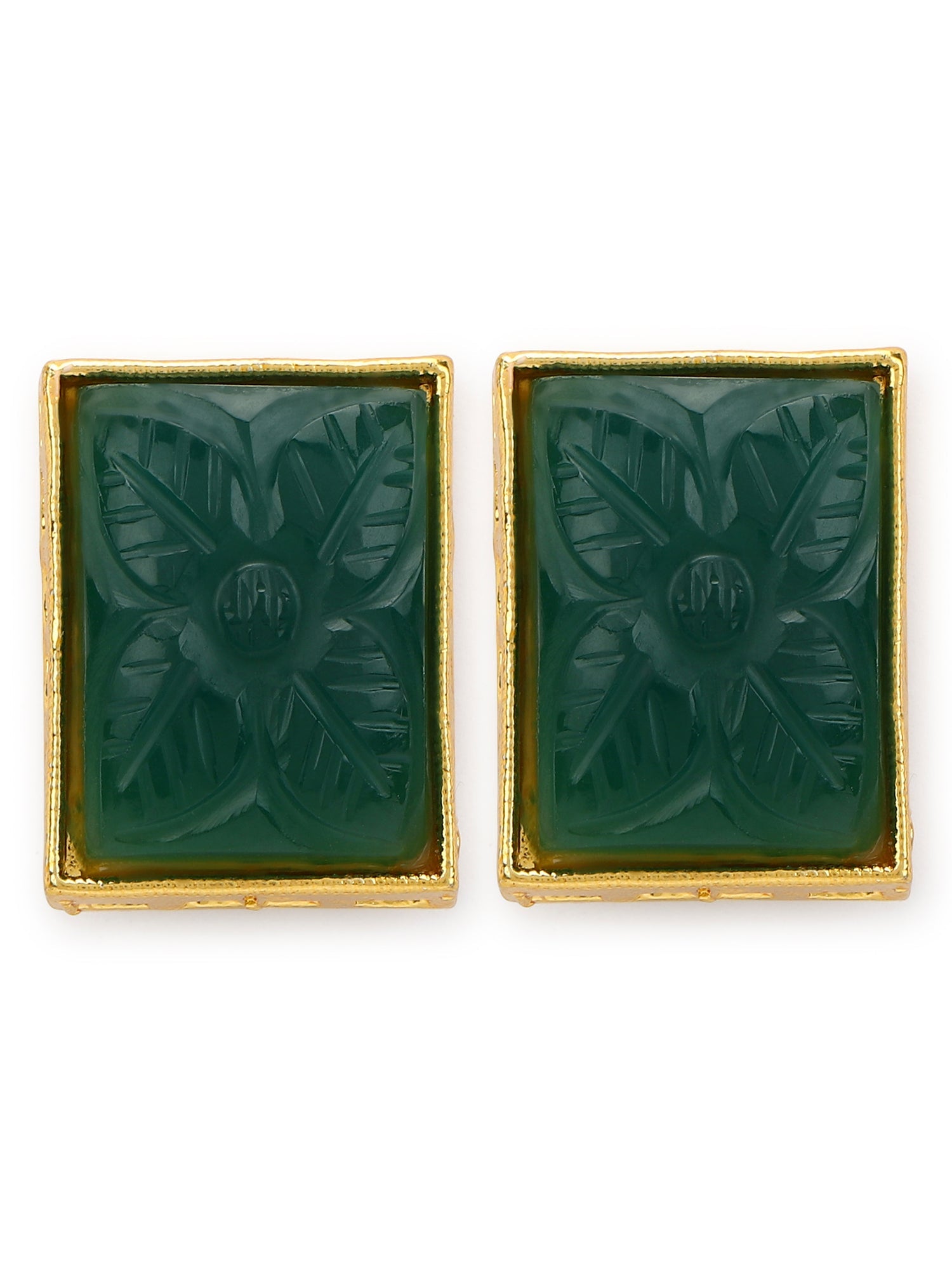 Green Square Studs Earrings - Ruby Raang - Distacart