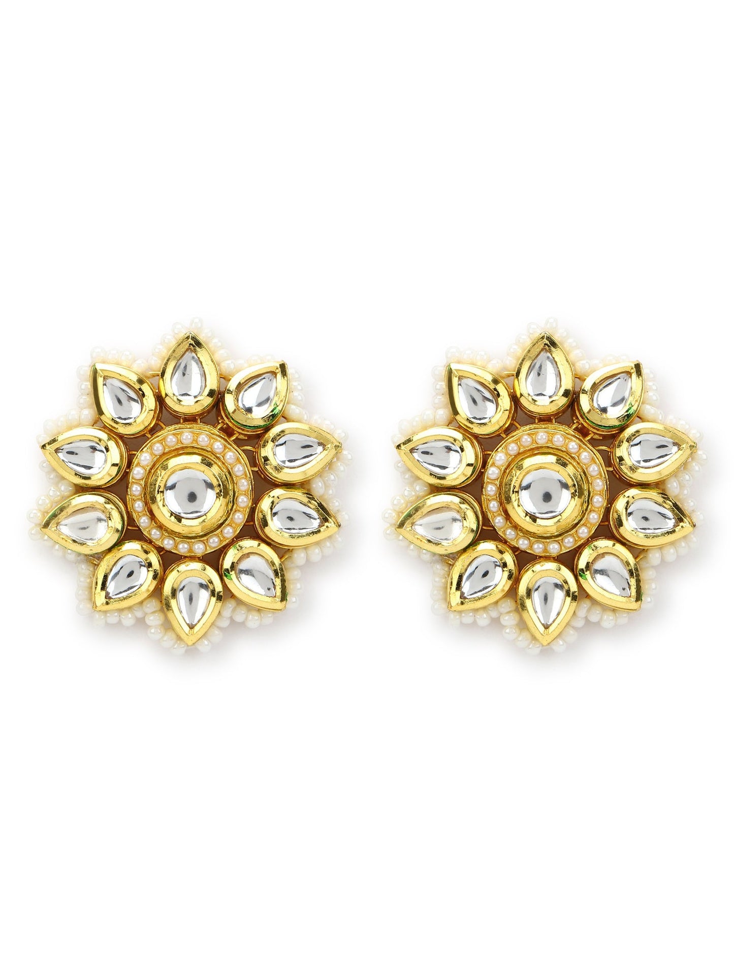 Gold-Toned Circular Studs Earrings - Ruby Raang - Distacart