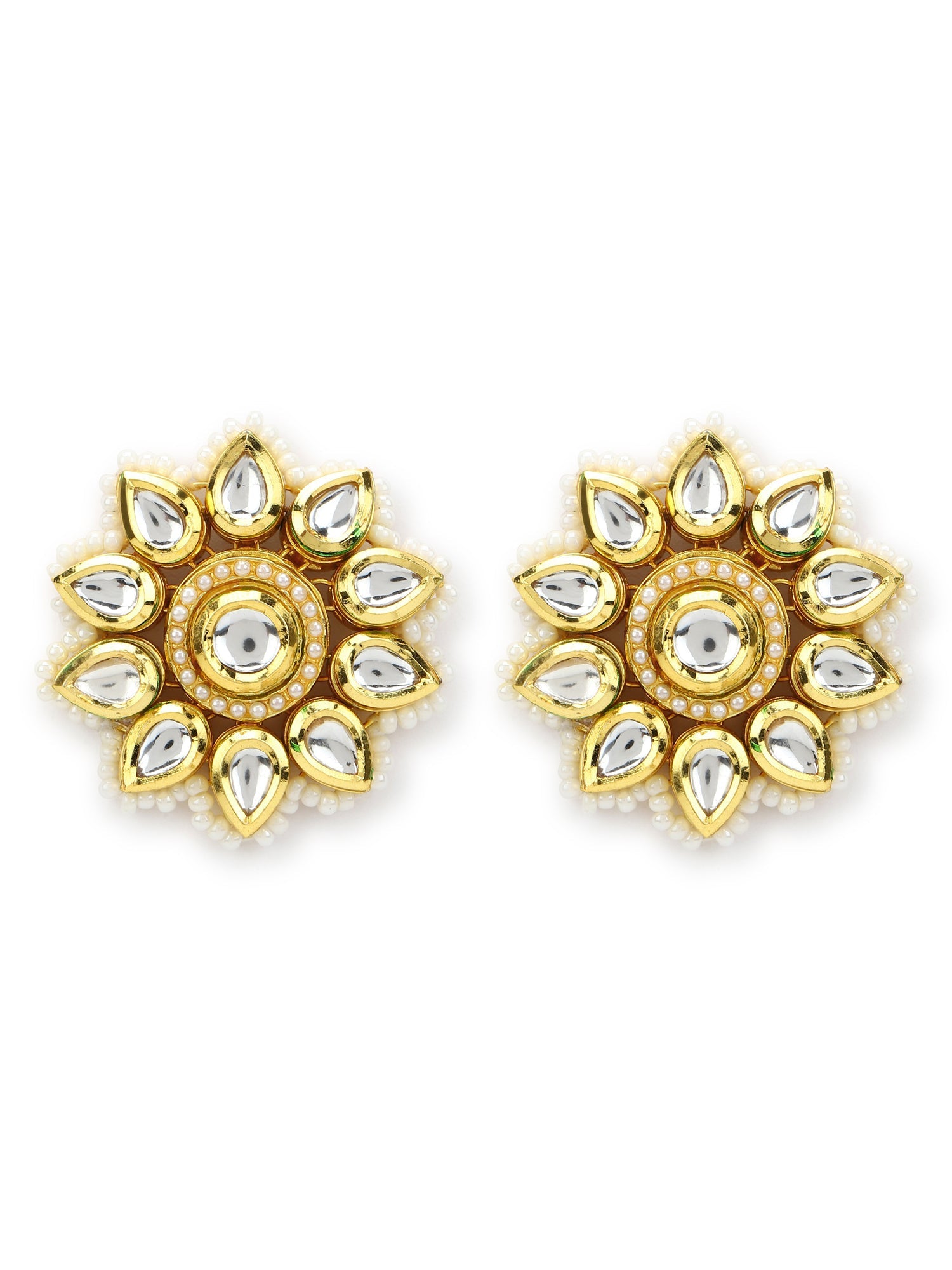 Gold-Toned Circular Studs Earrings - Ruby Raang - Distacart