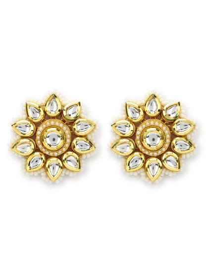 Gold-Toned Circular Studs Earrings - Ruby Raang - Distacart