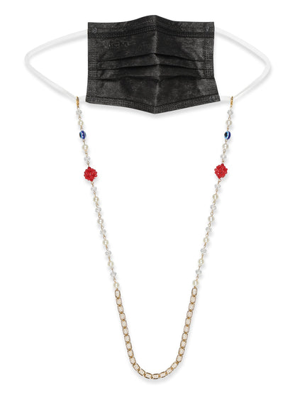 White Embellsihed Mask Chain - Ruby Raang - Distacart