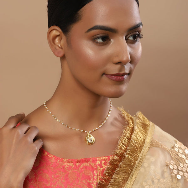 Women's Gold-Plated Chain Necklace - Ruby Raang - Distacart