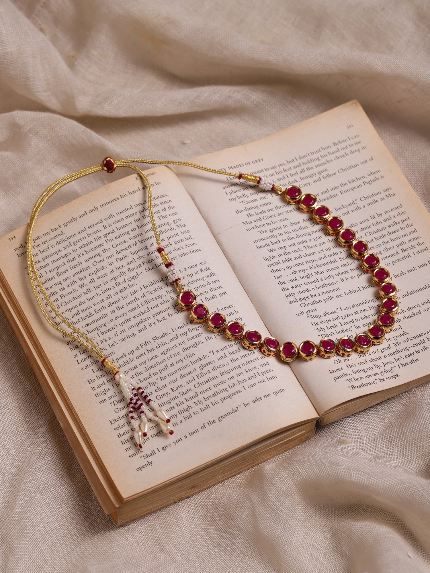 Pink Brass Gold-Plated Necklace - Ruby Raang - Distacart