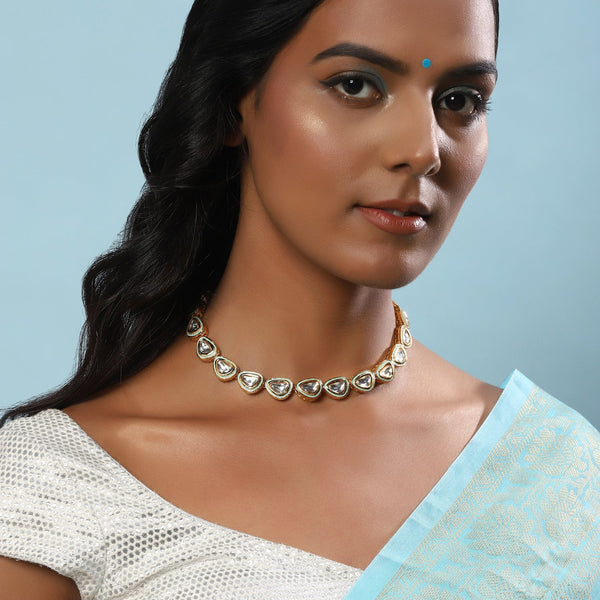 White Brass Gold-Plated Necklace - Ruby Raang - Distacart