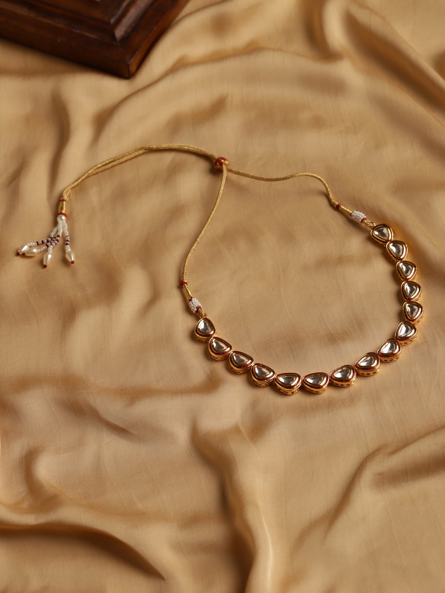 Women's Gold-Plated Kundan Studded Necklace - Ruby Raang - Distacart