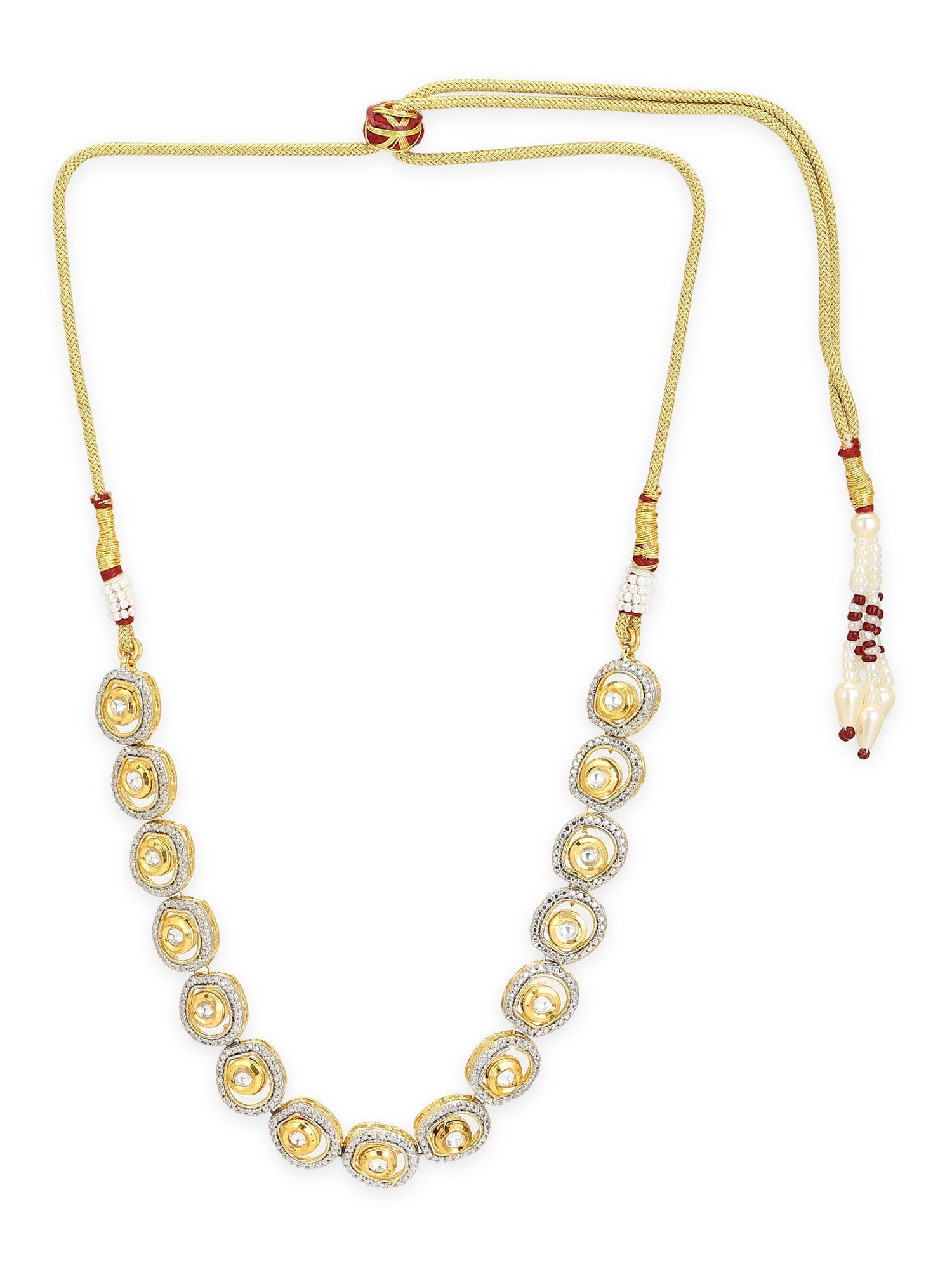 Women's Gold-Plated Kundan Studded Necklace - Ruby Raang - Distacart