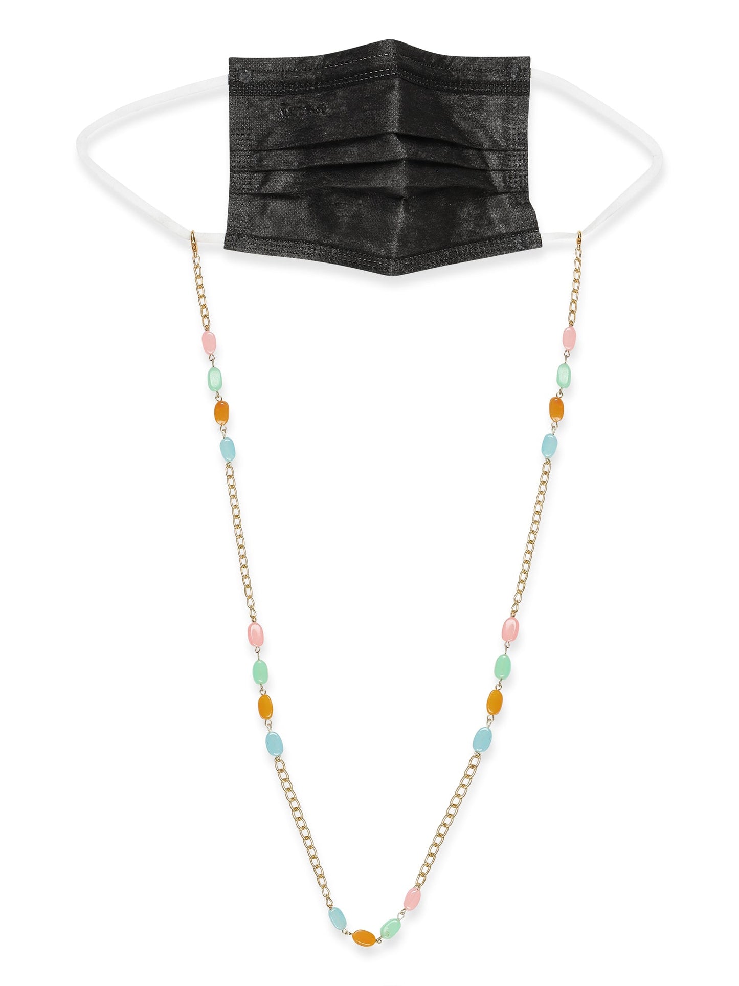 Gold Plated Multicolored Beaded Mask Chain - Ruby Raang - Distacart