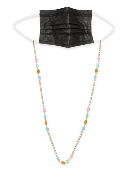 Gold Plated Multicolored Beaded Mask Chain - Ruby Raang - Distacart
