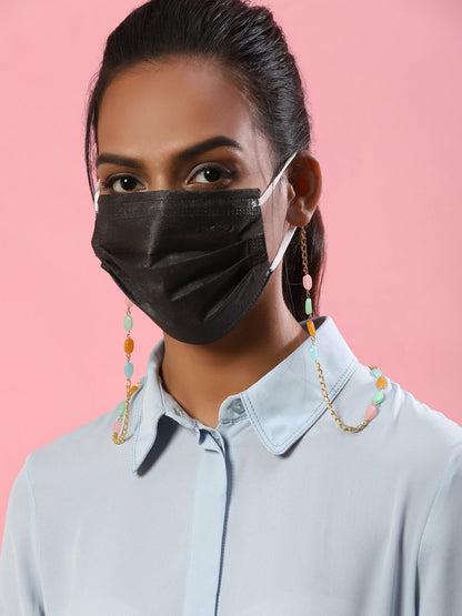 Gold Plated Multicolored Beaded Mask Chain - Ruby Raang - Distacart