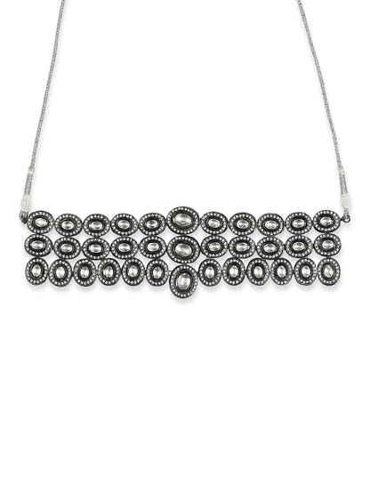 Black Silver-Plated Brass Necklace - Ruby Raang - Distacart