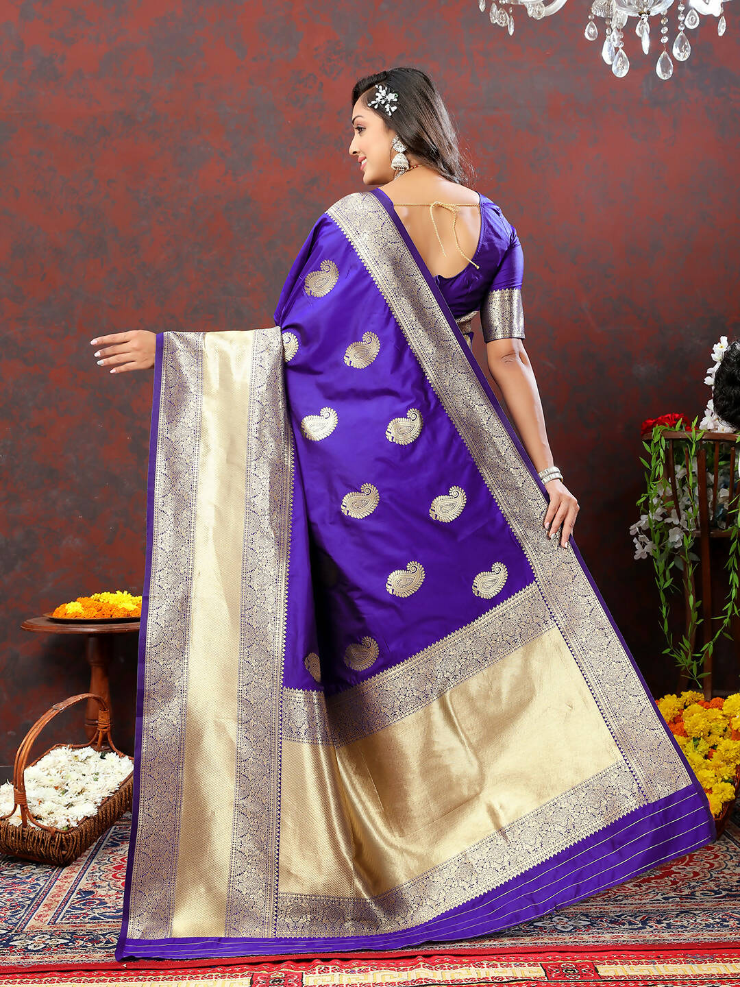 Lorenvalley Fashion Purple Soft Silk Woven Design Gold Zari Weaving Saree - Distacart