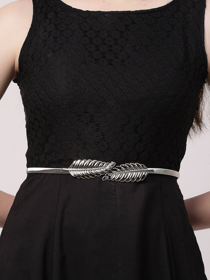NVR Women Circular Silver Plated Stretchable Metal Belt - Distacart