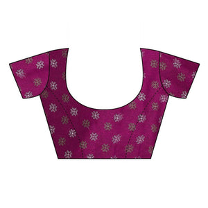 Printed Jute Silk Purple Saree blouse