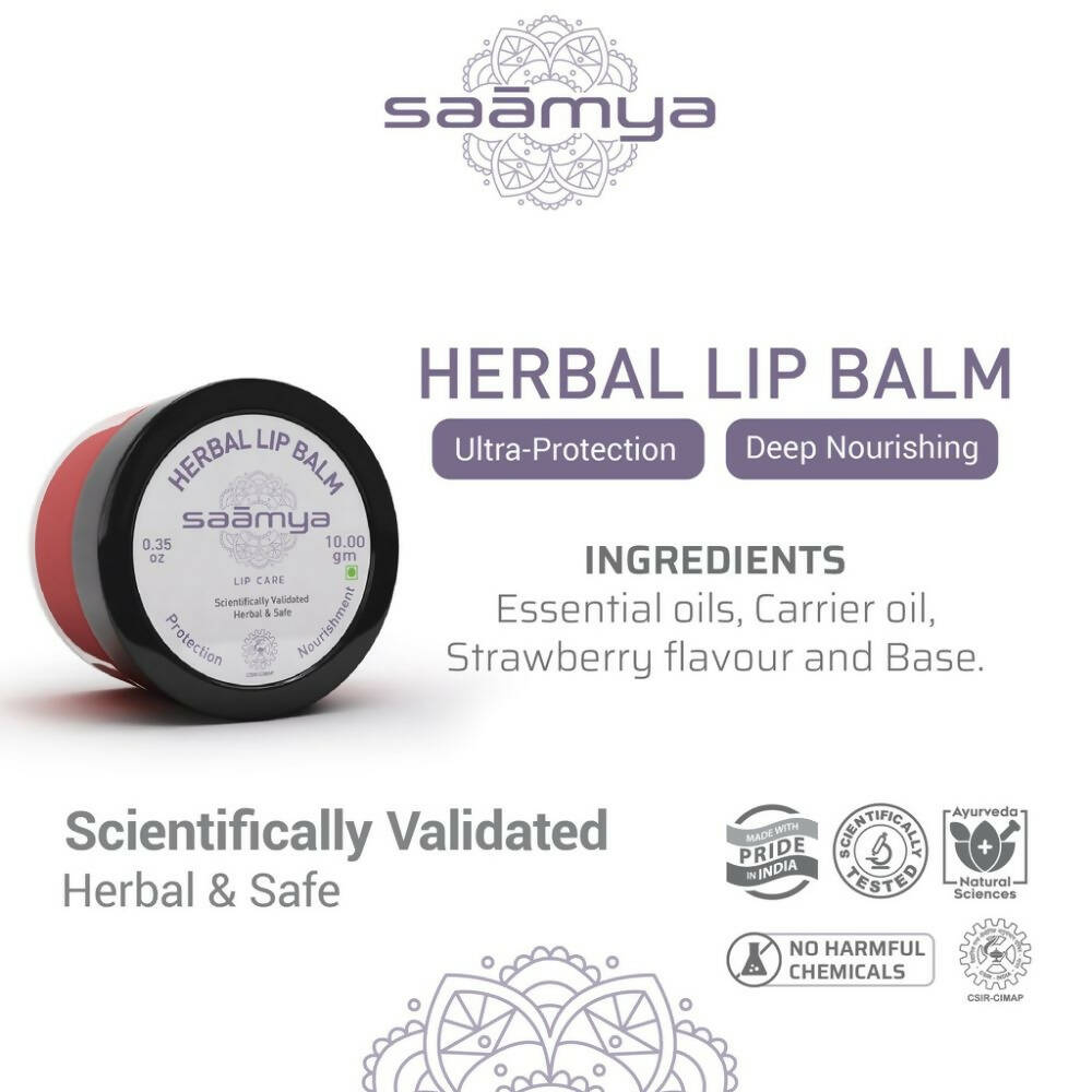 Saamya Deep Nurture Herbal Lip Balm - Strawberry - Distacart