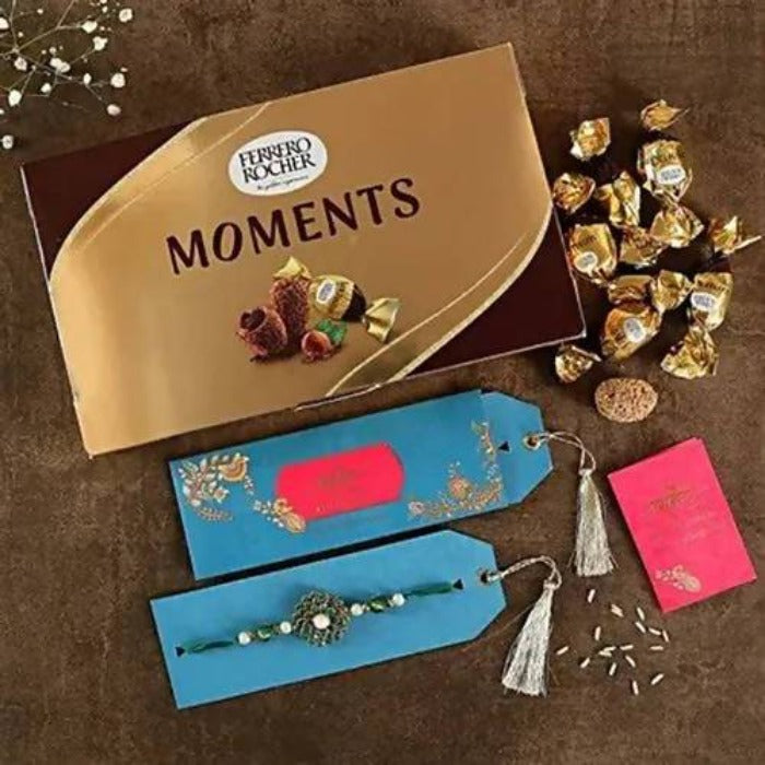 Premium Beads Rakhi & Ferrero Rocher Moments Box