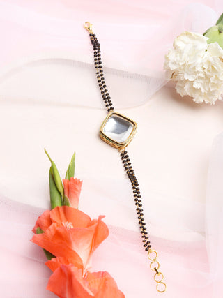 Black Kundan Mangalsutra Bracelet - Ruby Raang - Distacart