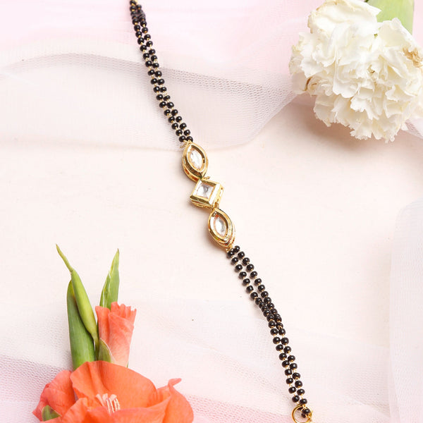 Women's Black Gold-Plated Kundan Mangalsutra Bracelet - Ruby Raang - Distacart
