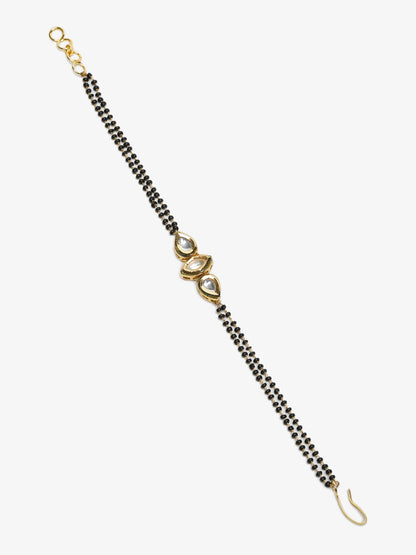 Women's Black Gold-Plated Kundan Mangalsutra Bracelet - Ruby Raang - Distacart