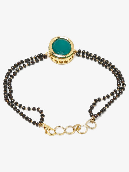 Black Gold-Plated Kundan Mangalsutra Bracelet - Ruby Raang - Distacart