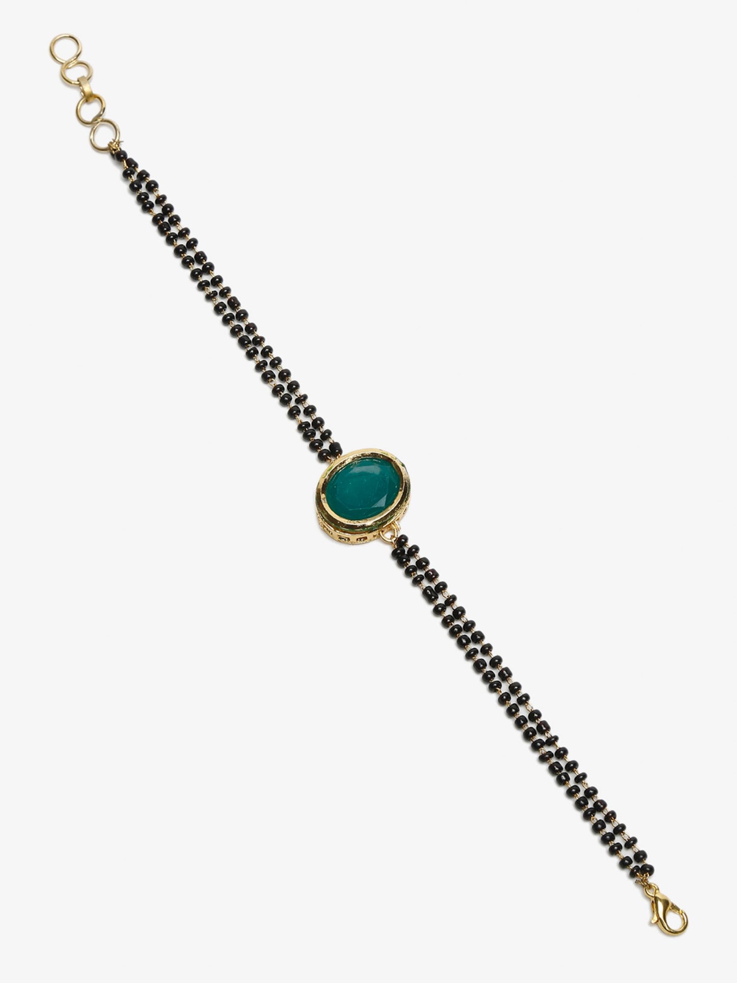 Black Gold-Plated Kundan Mangalsutra Bracelet - Ruby Raang - Distacart