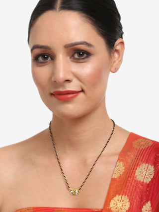 Black Gold-Toned Kundan Mangalsutra With Studs - Ruby Raang - Distacart