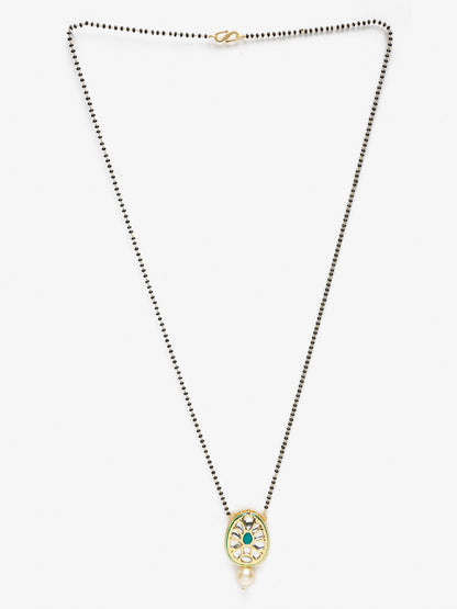 Black Gold-Plated Kundan Mangalsutra - Ruby Raang - Distacart