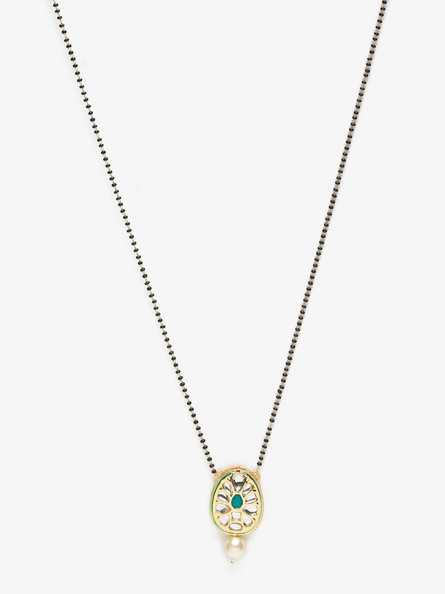 Black Gold-Plated Kundan Mangalsutra - Ruby Raang - Distacart
