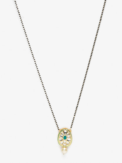 Black Gold-Plated Kundan Mangalsutra - Ruby Raang - Distacart