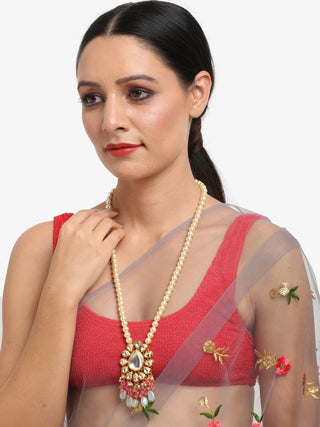 Gold-Toned Pink Gold-Plated Handcrafted Necklace - Ruby Raang - Distacart